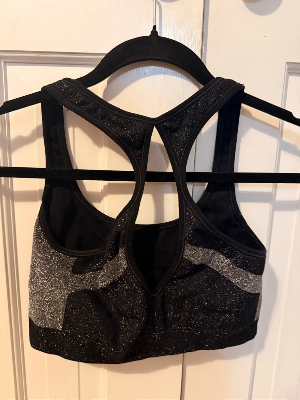 soulcycle Black Shimmer Racerback Support Bra